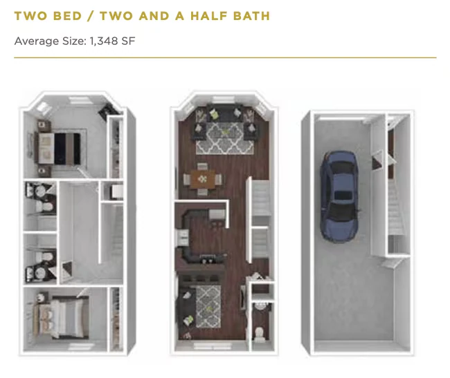 2 Bedrooms, 2.5 Bathrooms 4336BR floor plan